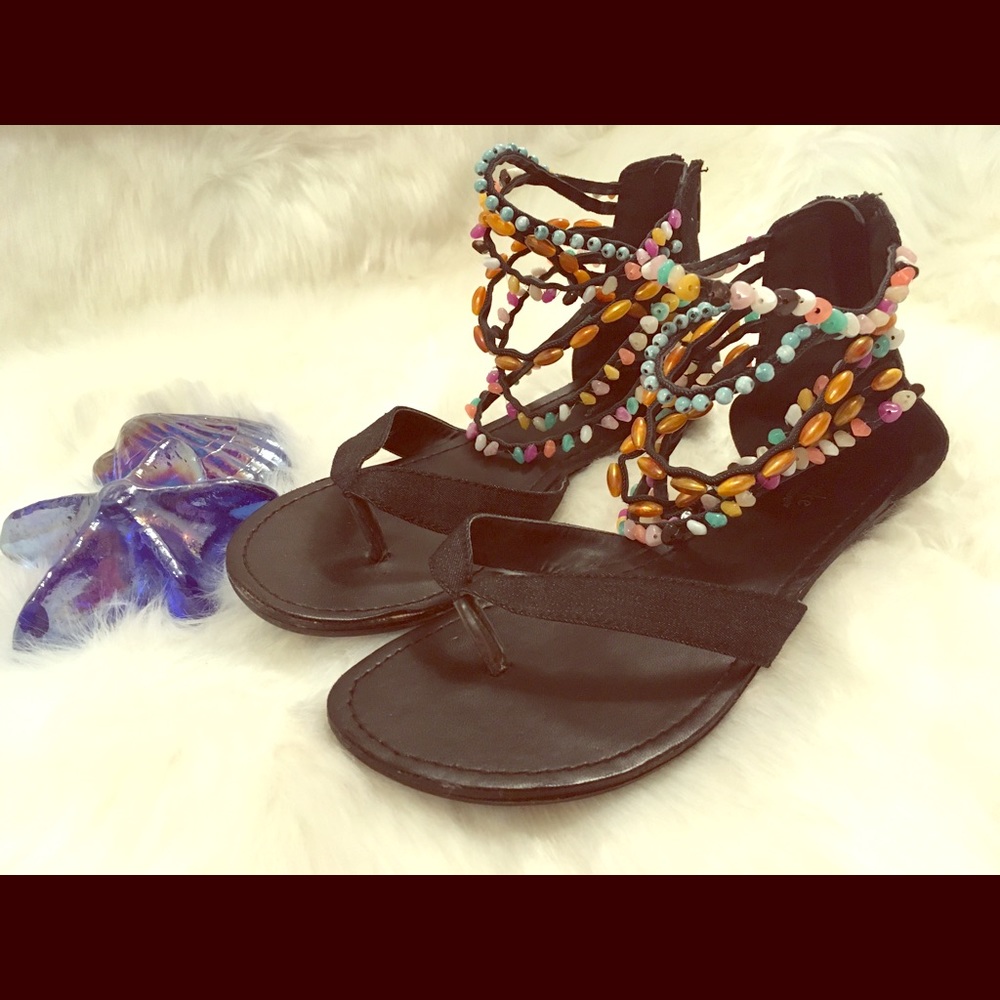 Cute Beaded Ankle Sandals